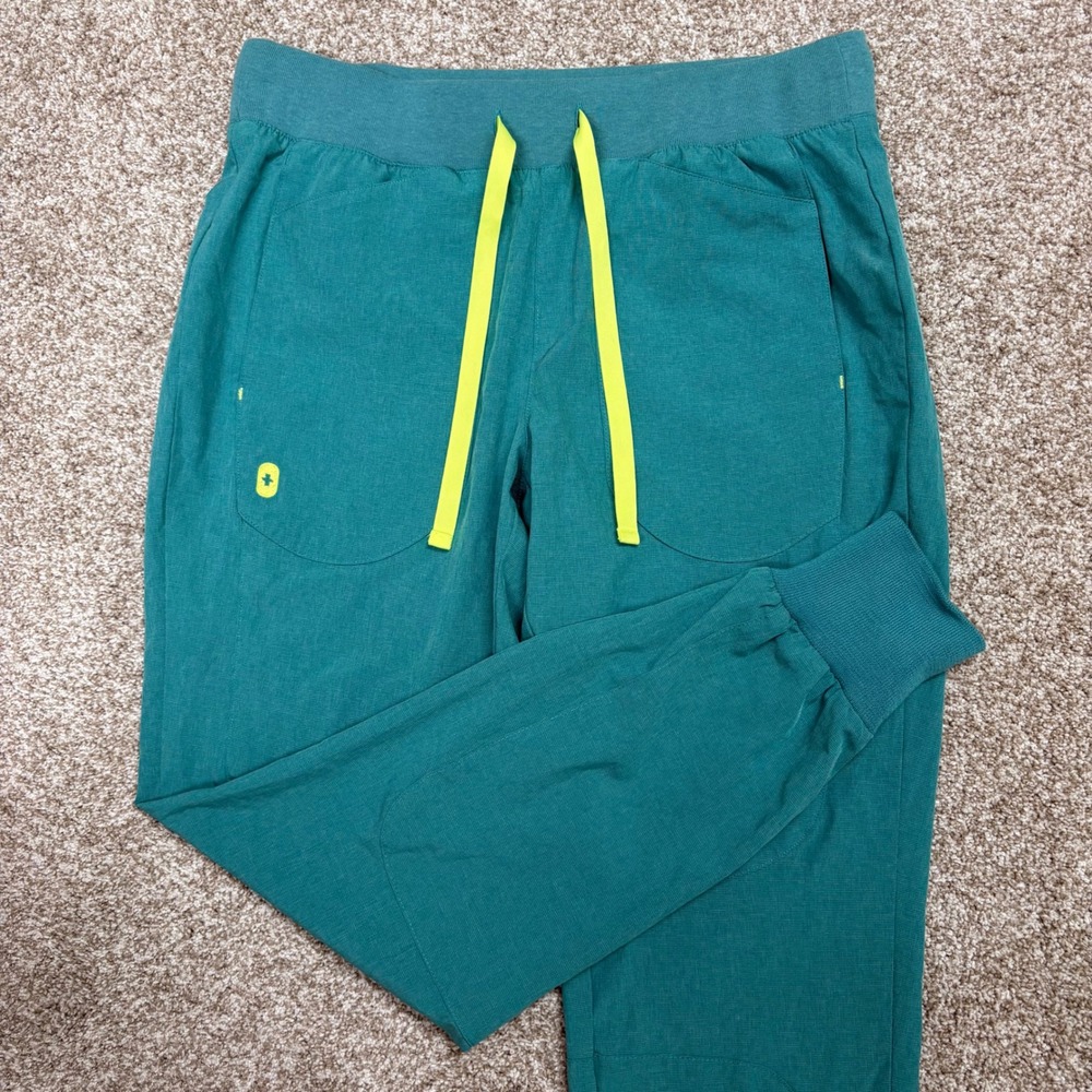FIGS Zamora Jogger Scrub Pants Womens Small E.A.C. Drawstring Medical Nurse Teal